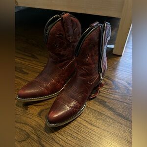Dark red ankle cowboy booties. Size 6.5